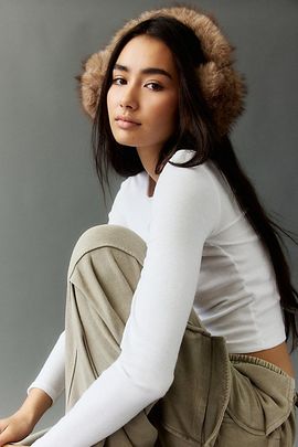 Urban Outfitters High Pile Faux Fur Earmuffs in Ivory, Women's at Urban Outfitters