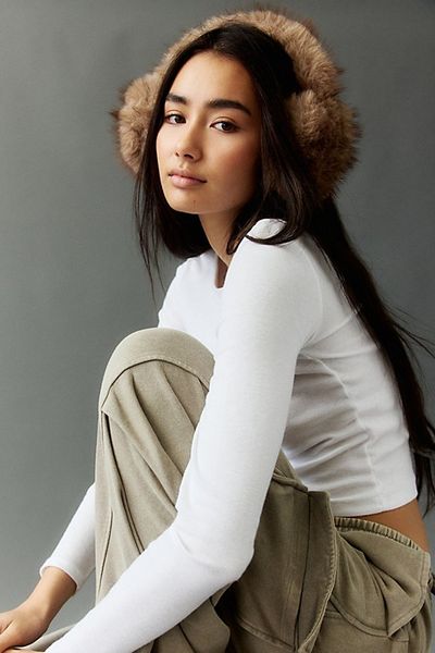 Urban Outfitters High Pile Faux Fur Earmuffs in Ivory, Women's at Urban Outfitters