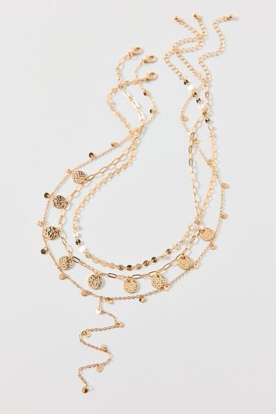 Urban Outfitters In Circles Triple Layering Necklaces Set in Gold, Women's at Urban Outfitters