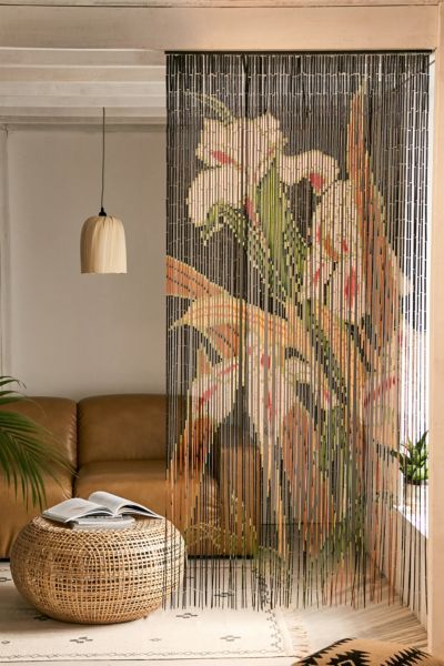 Urban Outfitters Iris Bamboo Beaded Curtain in Black at Urban Outfitters