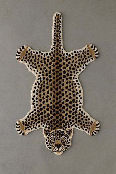 Urban Outfitters Jungle Cheetah Shaped Tufted Wool Rug in Gold at Urban Outfitters