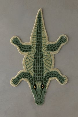 Urban Outfitters Jungle Crocodile Shaped Tufted Wool Rug in Green at Urban Outfitters