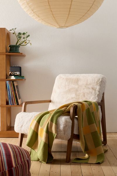 Urban Outfitters Kami Faux Fur Upholstered Arm Chair in White at Urban Outfitters