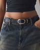 Urban Outfitters Kayla Oval Buckle Leather Belt in Black/Silver, Women's at Urban Outfitters - 1