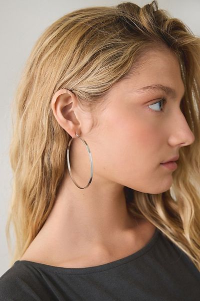 Urban Outfitters L Train Waterproof Large Hoop Earrings in Silver, Women's at Urban Outfitters