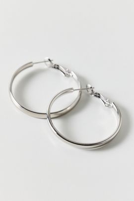 Urban Outfitters L Train Waterproof Medium Hoop Earrings in Silver, Women's at Urban Outfitters