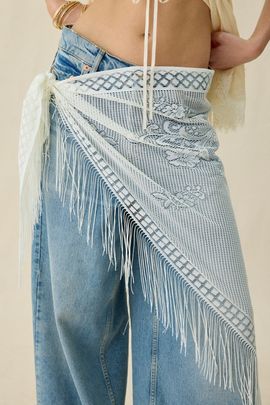 Urban Outfitters Lace Fringe Sarong in Ivory, Women's at Urban Outfitters