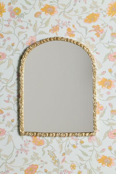 Urban Outfitters Laurel Leaf & Floral Arch Wall Mirror in Gold at Urban Outfitters