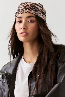 Urban Outfitters Leah Multi Animal Print Pattern Satin Scarf in Brown, Women's at Urban Outfitters