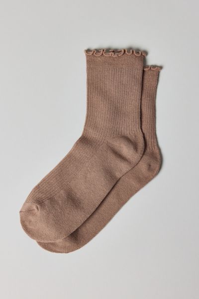 Urban Outfitters Lettuce-Edge Ribbed Sock in Black, Women's at Urban Outfitters