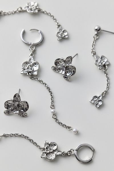 Urban Outfitters Lotus Dangle Earrings Set in Silver, Women's at Urban Outfitters