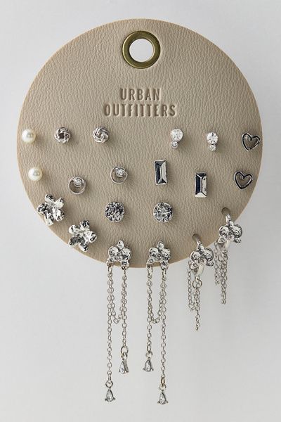 Urban Outfitters Lotus Multi Earrings Set in Silver, Women's at Urban Outfitters