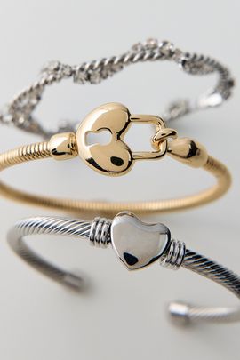 Urban Outfitters Love On Lock Bracelets Set in Gold/Silver, Women's at Urban Outfitters