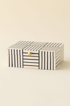 Urban Outfitters Maren Striped Resin Trinket Box in Black at Urban Outfitters