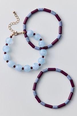 Urban Outfitters Margo Mixed Beaded Bracelets Set in Blue/Burgundy, Women's at Urban Outfitters