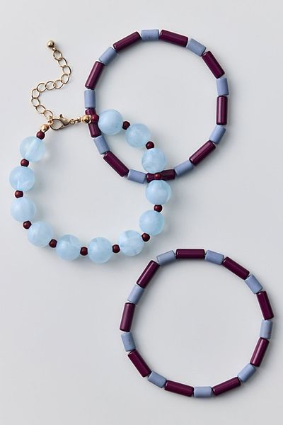 Urban Outfitters Margo Mixed Beaded Bracelets Set in Blue/Burgundy, Women's at Urban Outfitters