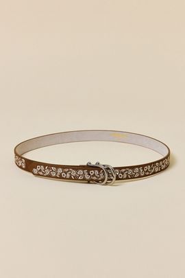 Urban Outfitters Margot Lace Embroidered Suede Belt in Tan, Women's at Urban Outfitters