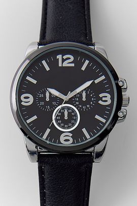 Urban Outfitters Marlin Leather Chronograph Watch in Black, Men's at Urban Outfitters