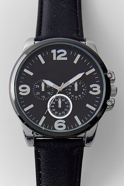 Urban Outfitters Marlin Leather Chronograph Watch in Black, Men's at Urban Outfitters