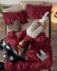 Urban Outfitters Melody Ruched Core Duvet Cover in Oxblood Red at Urban Outfitters - 1