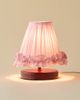 Urban Outfitters Mini Ruffled Table Lamp in Rose Shade/Burgundy Base at Urban Outfitters - 2