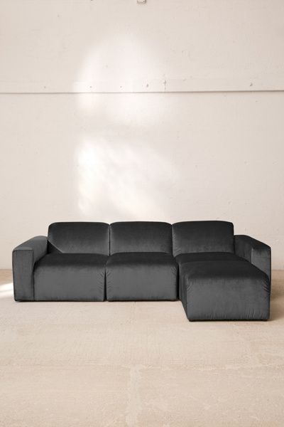Urban Outfitters Modular Velvet Sofa in Dark Grey at Urban Outfitters