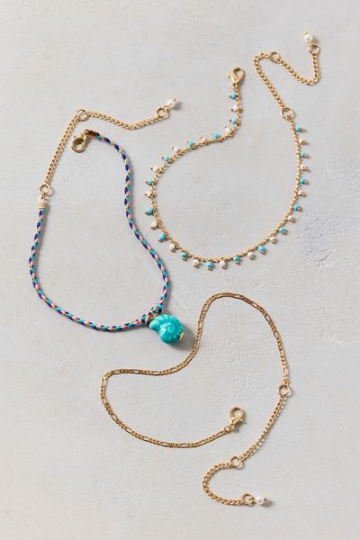 Urban Outfitters Moon Shell Anklets Set in Gold, Women's at Urban Outfitters