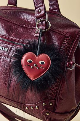 Urban Outfitters Moxie Fluffy Bag Charm in Black Cherry at Urban Outfitters
