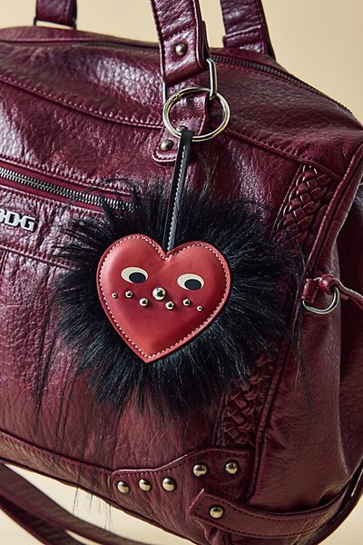 Urban Outfitters Moxie Fluffy Bag Charm in Black Cherry at Urban Outfitters
