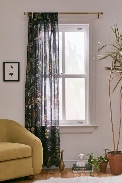 Urban Outfitters Myla Floral Window Panel in Charcoal at Urban Outfitters