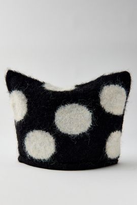 Urban Outfitters Mylo Polka Dot Square Beanie in Black/White, Women's at Urban Outfitters