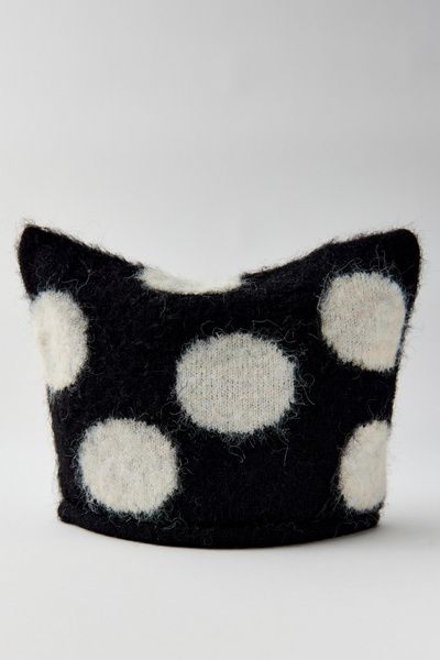 Urban Outfitters Mylo Polka Dot Square Beanie in Black/White, Women's at Urban Outfitters