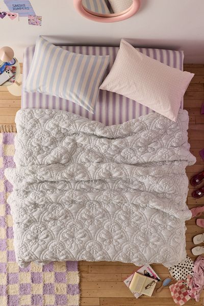 Urban Outfitters Nessa Butterfly Stitched Soft Tee Jersey Quilt in Grey at Urban Outfitters