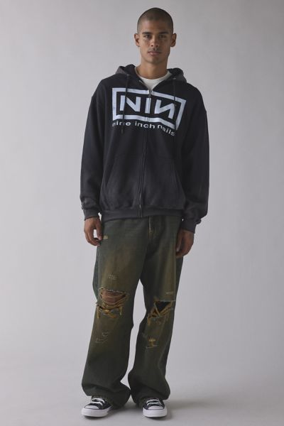 Urban Outfitters - Nine Inch Nails Logo Dye Tech Zip-Up Hoodie