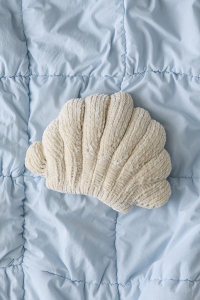Urban Outfitters Oceanic Icon Shaped Chenille Knit Throw Pillow in Shell at Urban Outfitters