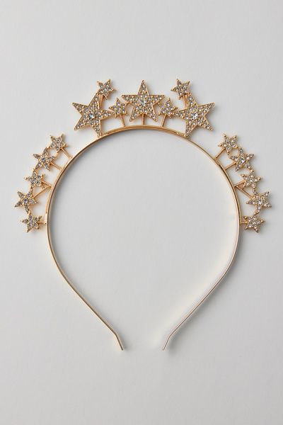 Urban Outfitters Olivia Star Crown Headband in Gold, Women's at Urban Outfitters