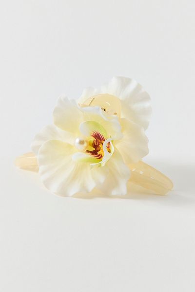 Urban Outfitters Orchid Flower Banana Clip Claw in All White, Women's at Urban Outfitters