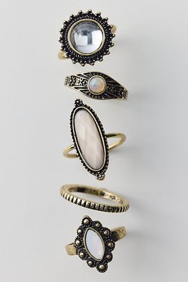 Urban Outfitters Ornate Gem Rings Set in Gold, Women's at Urban Outfitters