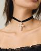 Urban Outfitters Pearl Cross Ribbon Choker Necklace in Gold, Women's at Urban Outfitters - 1