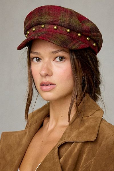 Urban Outfitters Plaid Pattern Baker Boy Hat in Blue Plaid, Women's at Urban Outfitters