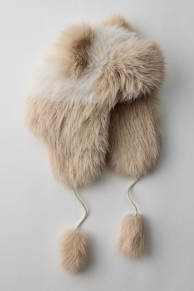 Urban Outfitters Plush Faux Fur Ear Trapper Hat in Ivory, Women's at Urban Outfitters