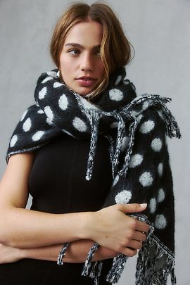 Urban Outfitters Polka Dot Blanket Scarf in Black/White, Women's at Urban Outfitters