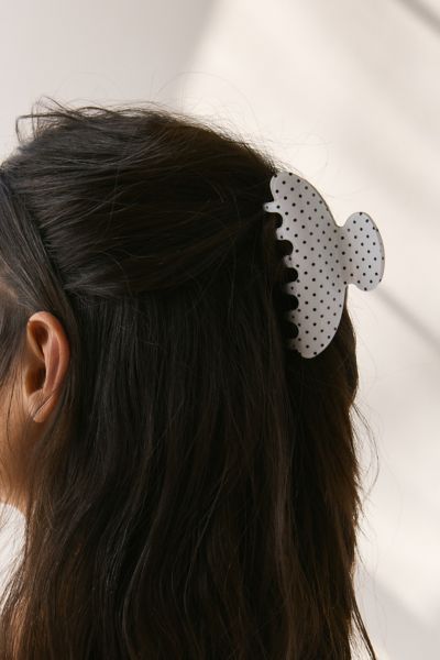 Urban Outfitters Printed Polka Dot Claw Clip in White, Women's at Urban Outfitters