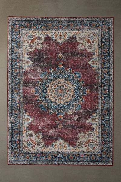 Urban Outfitters Rhea Medallion Washable Rug in Maroon at Urban Outfitters