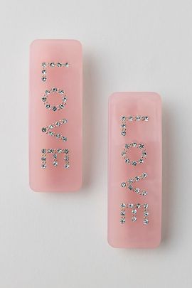 Urban Outfitters Rhinestone Love Hair Clips Set in Pink, Women's at Urban Outfitters