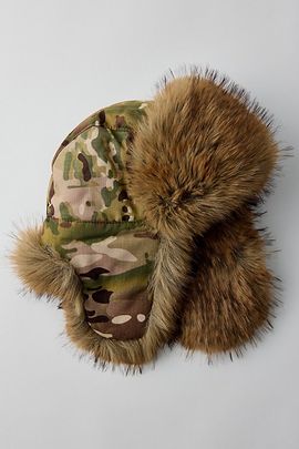 Urban Outfitters Ripstop Camo Faux Fur Trapper Hat in Camo, Men's at Urban Outfitters