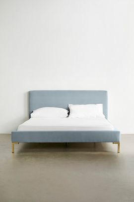Urban Outfitters Rosalie Classic Velvet Upholstered Platform Bed in Sky at Urban Outfitters