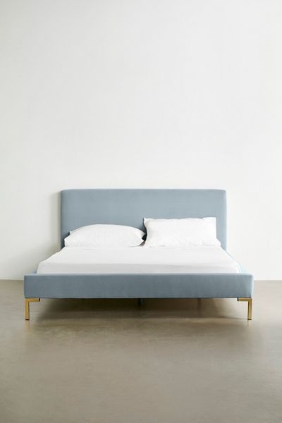 Urban Outfitters Rosalie Classic Velvet Upholstered Platform Bed in Sky at Urban Outfitters