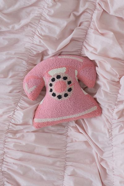 Urban Outfitters Rotary Telephone Shaped Tufted Wool Throw Pillow in Pink at Urban Outfitters