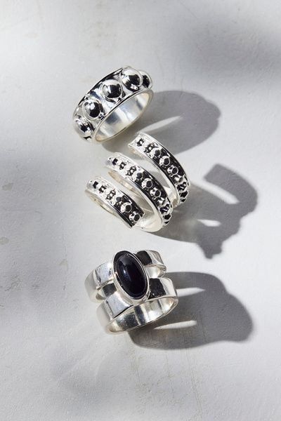 Urban Outfitters Round & Round Silver Wrap Ring Set in Silver, Women's at Urban Outfitters